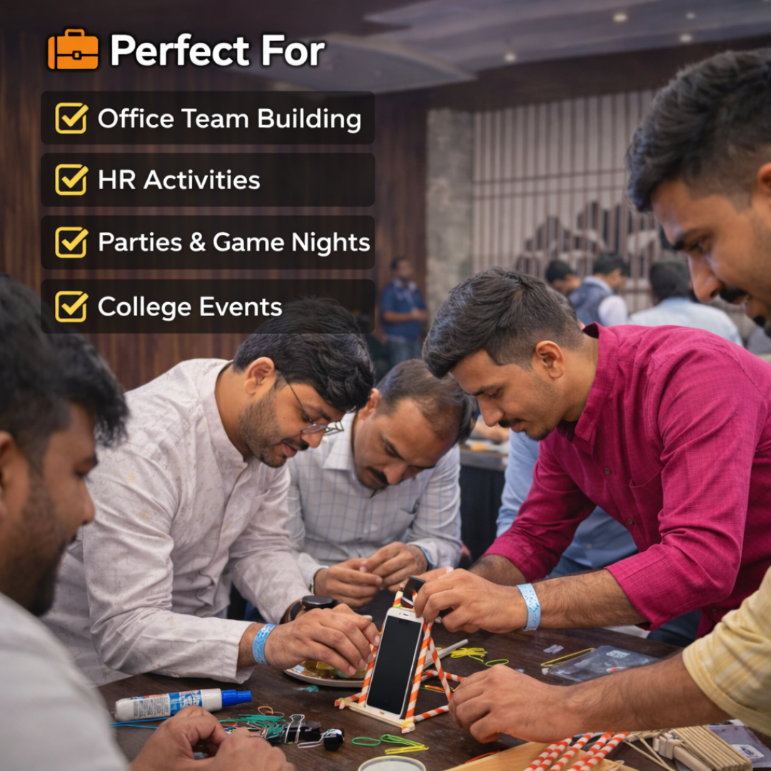 Jugaad Builders | 15-Minute Phone Stand Challenge Game | Team Building Kit for Office, HR Activities &amp; Group Engagement