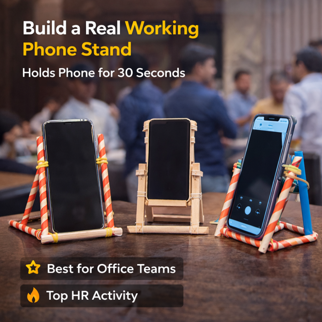 Jugaad Builders | 15-Minute Phone Stand Challenge Game | Team Building Kit for Office, HR Activities &amp; Group Engagement