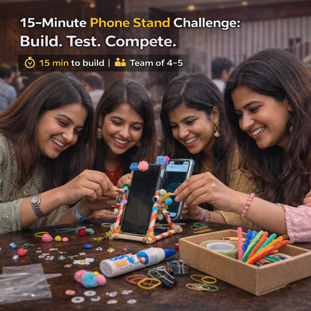 Jugaad Builders | 15-Minute Phone Stand Challenge Game | Team Building Kit for Office, HR Activities &amp; Group Engagement