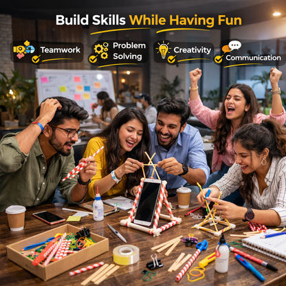 Jugaad Builders | 15-Minute Phone Stand Challenge Game | Team Building Kit for Office, HR Activities &amp; Group Engagement